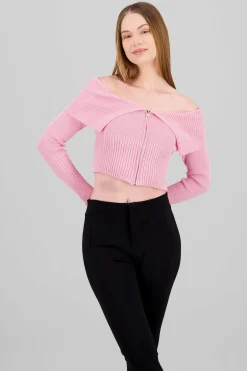 Shasa Long Sleeve Off The Shoulder Top With Closure