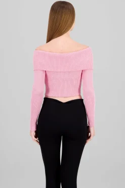 Shasa Long Sleeve Off The Shoulder Top With Closure