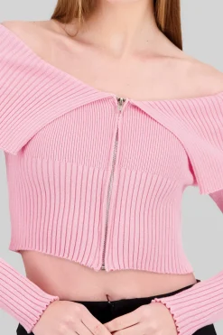 Shasa Long Sleeve Off The Shoulder Top With Closure
