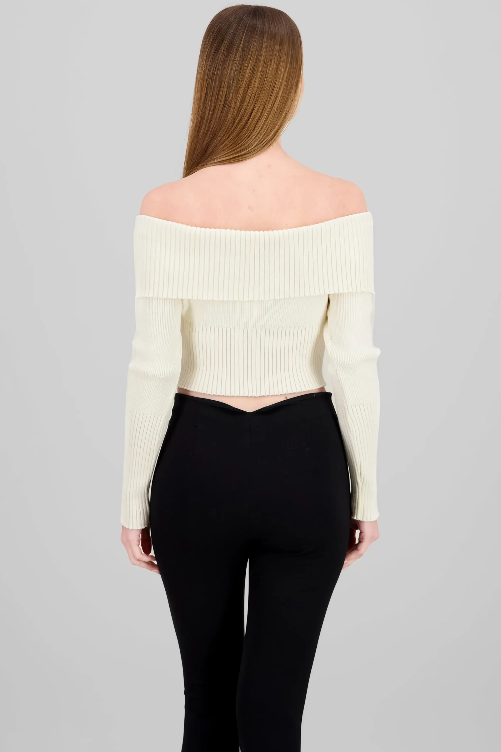 Shasa Long Sleeve Off The Shoulder Top With Closure