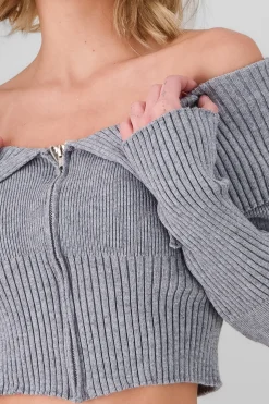 Shasa Long Sleeve Off The Shoulder Top With Closure