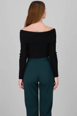 Shasa Long Sleeve Off The Shoulder Top With Closure