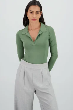 Shasa Long Sleeve Polo Neck Bodysuit