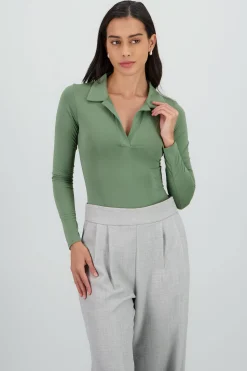 Shasa Long Sleeve Polo Neck Bodysuit