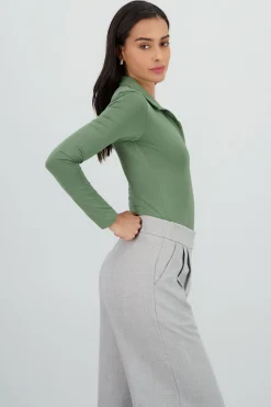 Shasa Long Sleeve Polo Neck Bodysuit