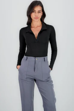 Shasa Long Sleeve Polo Neck Bodysuit