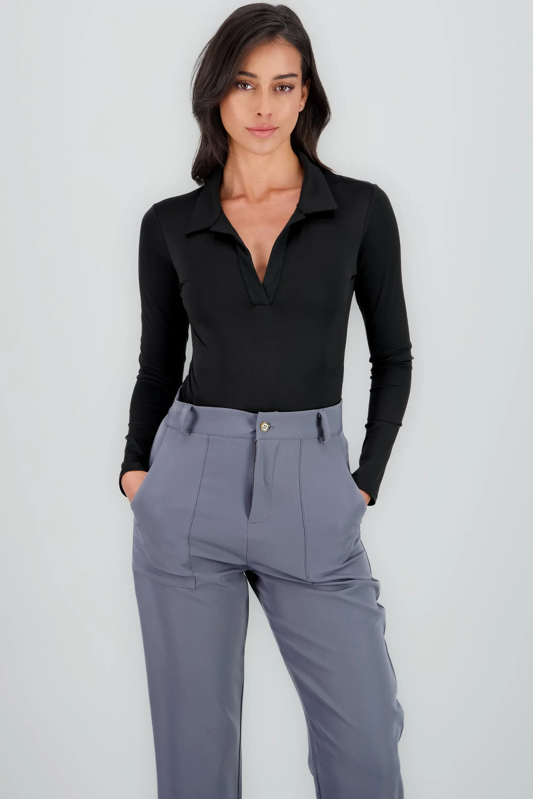 Shasa Long Sleeve Polo Neck Bodysuit
