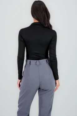Shasa Long Sleeve Polo Neck Bodysuit