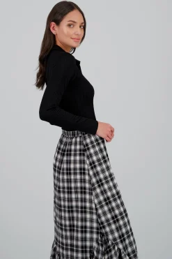 Shasa Long Sleeve Polo Neck Textured Bodysuit