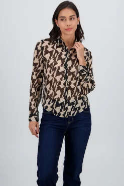 Shasa Long Sleeve Printed Lurex Shirt