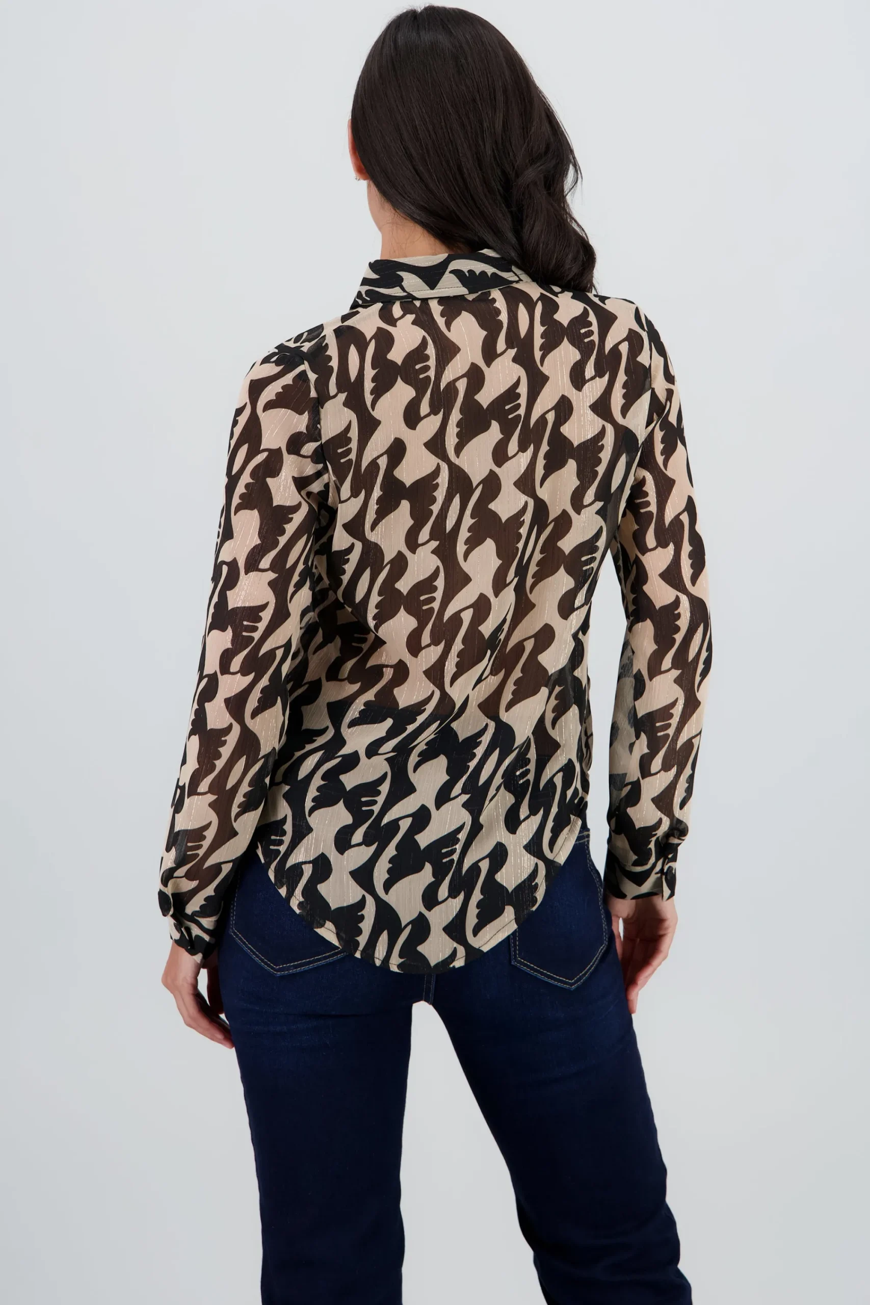 Shasa Long Sleeve Printed Lurex Shirt