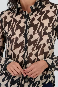 Shasa Long Sleeve Printed Lurex Shirt