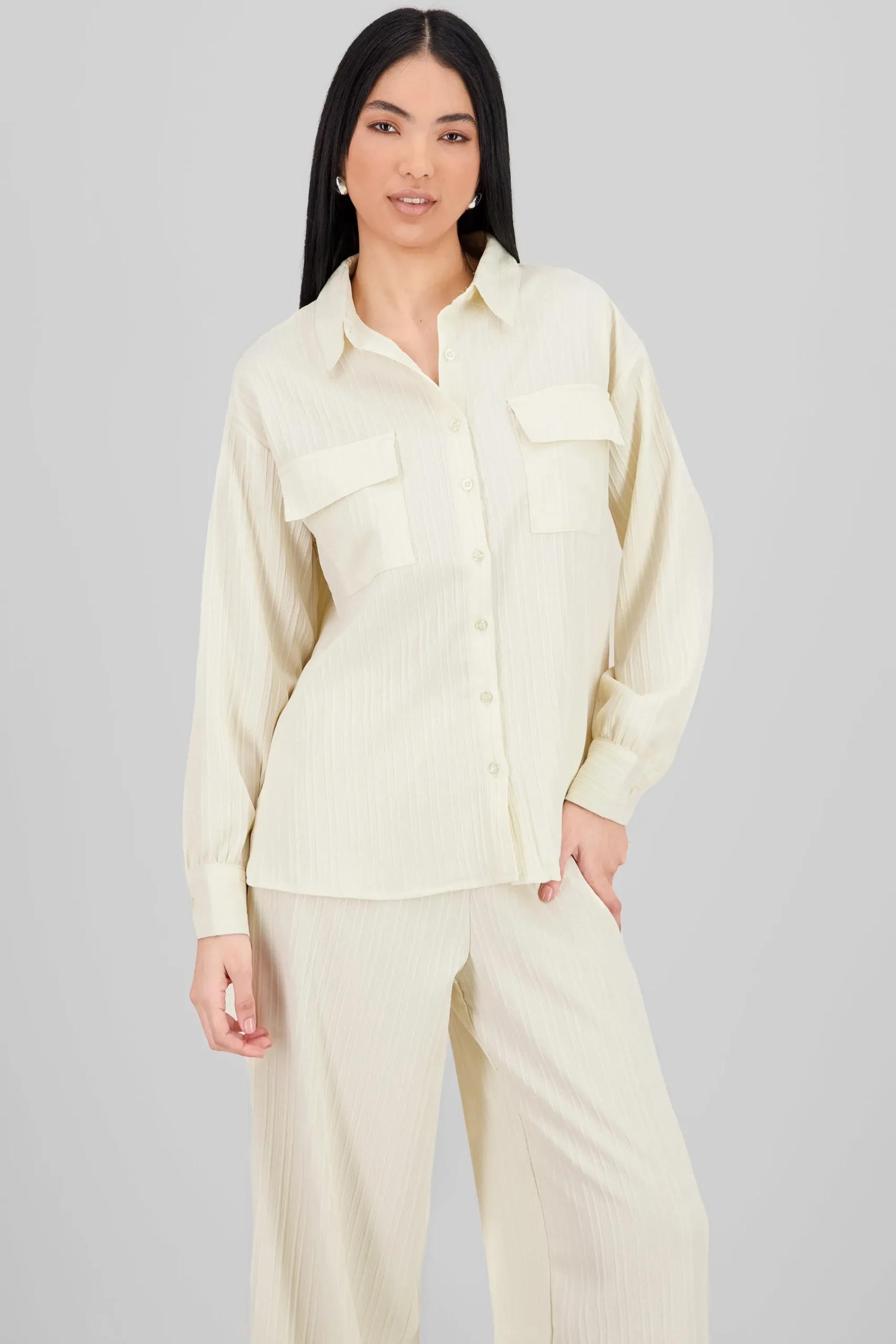 Shasa Long Sleeve Ribbed Blouse
