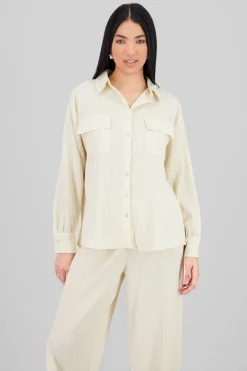 Shasa Long Sleeve Ribbed Blouse