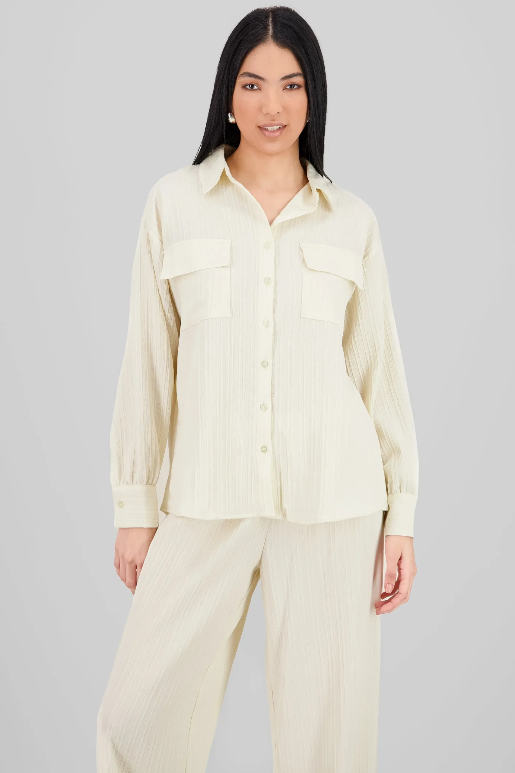 Shasa Long Sleeve Ribbed Blouse