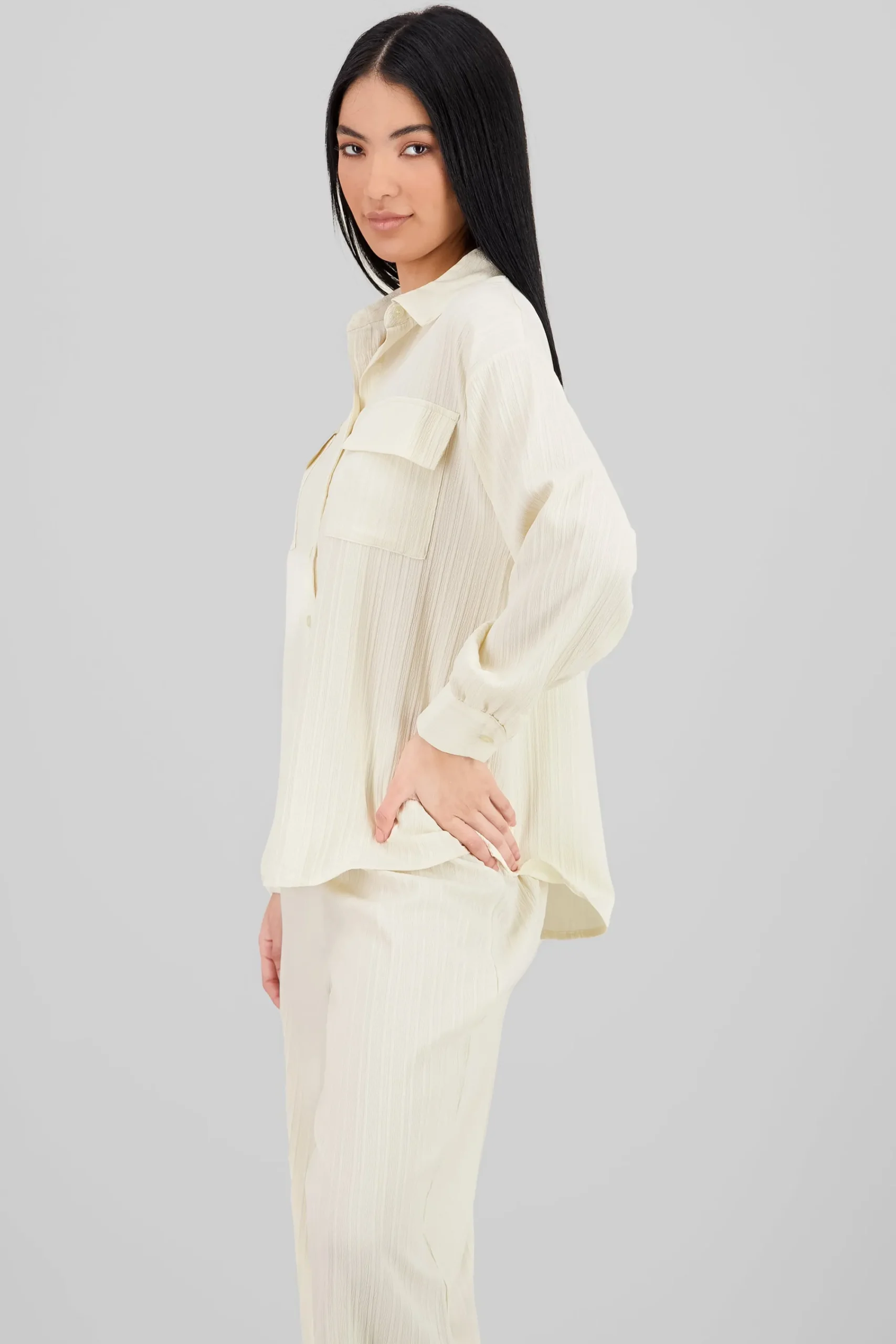 Shasa Long Sleeve Ribbed Blouse