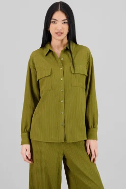 Shasa Long Sleeve Ribbed Blouse