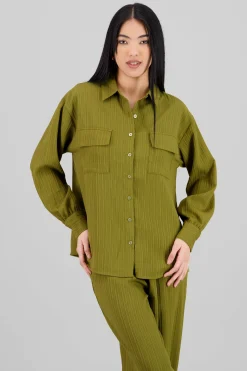 Shasa Long Sleeve Ribbed Blouse