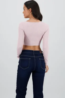 Shasa Long Sleeve Ribbed Crew Neck Top