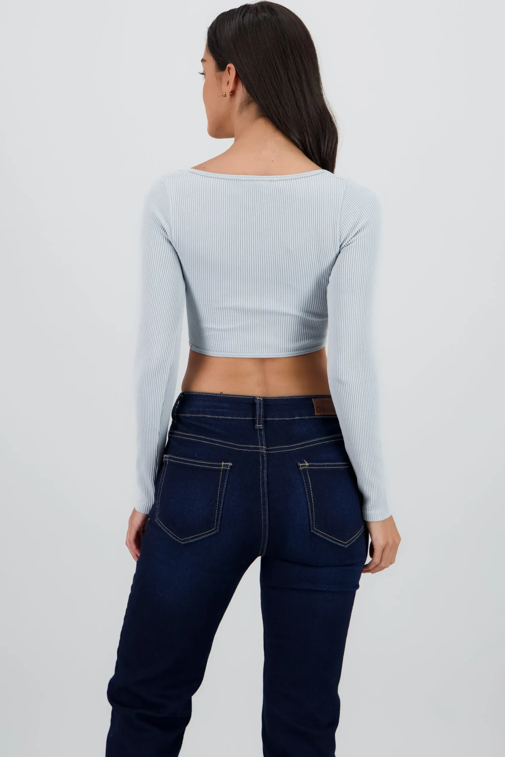 Shasa Long Sleeve Ribbed Crew Neck Top