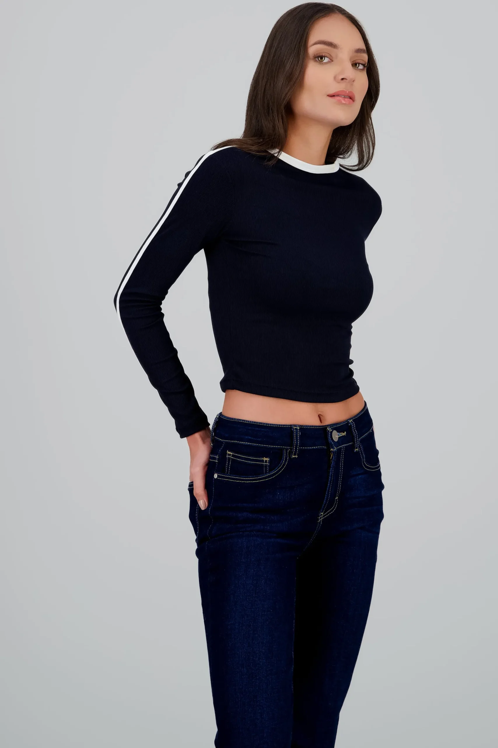 Shasa Long Sleeve Ribbed T Shirt