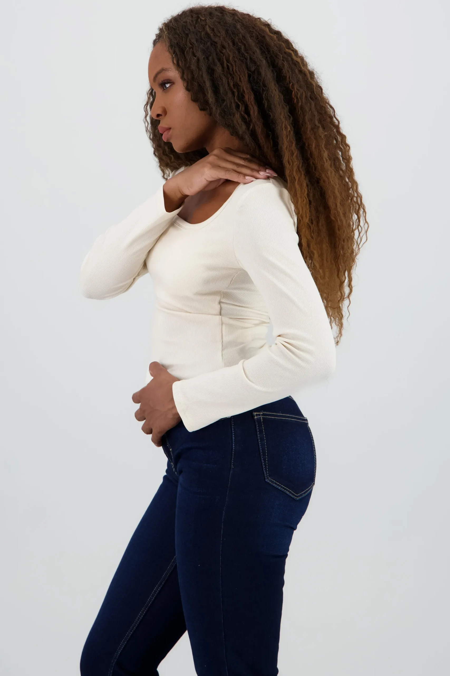 Shasa Long Sleeve Round Neck Blouse