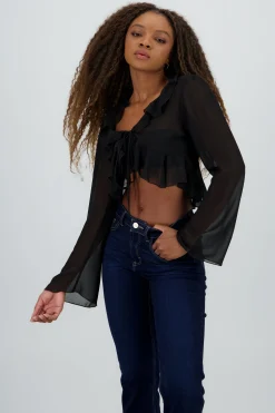 Shasa Long Sleeve Ruffle Blouse