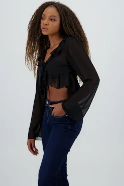 Shasa Long Sleeve Ruffle Blouse