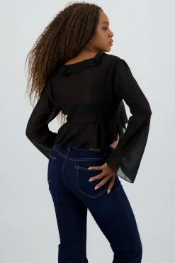 Shasa Long Sleeve Ruffle Blouse