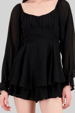 Shasa Long Sleeve Ruffle Mini Dress