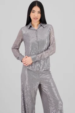 Shasa Long Sleeve Sequin Shirt