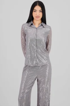 Shasa Long Sleeve Sequin Shirt