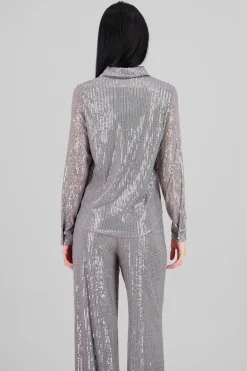 Shasa Long Sleeve Sequin Shirt