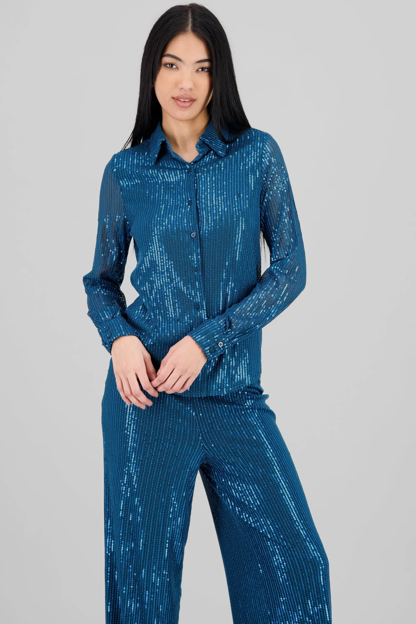 Shasa Long Sleeve Sequin Shirt