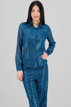 Shasa Long Sleeve Sequin Shirt