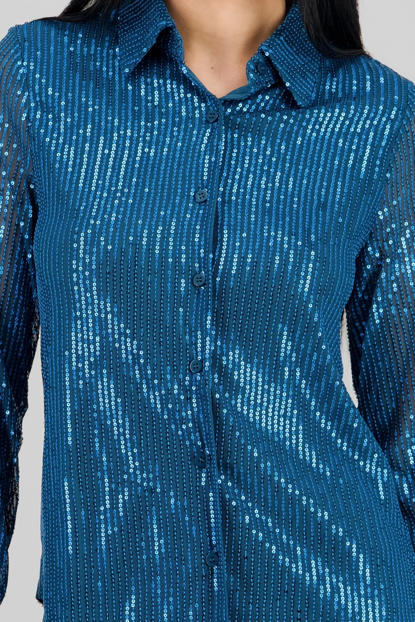 Shasa Long Sleeve Sequin Shirt