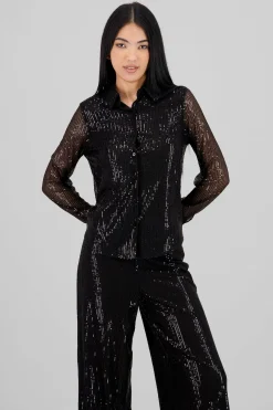 Shasa Long Sleeve Sequin Shirt