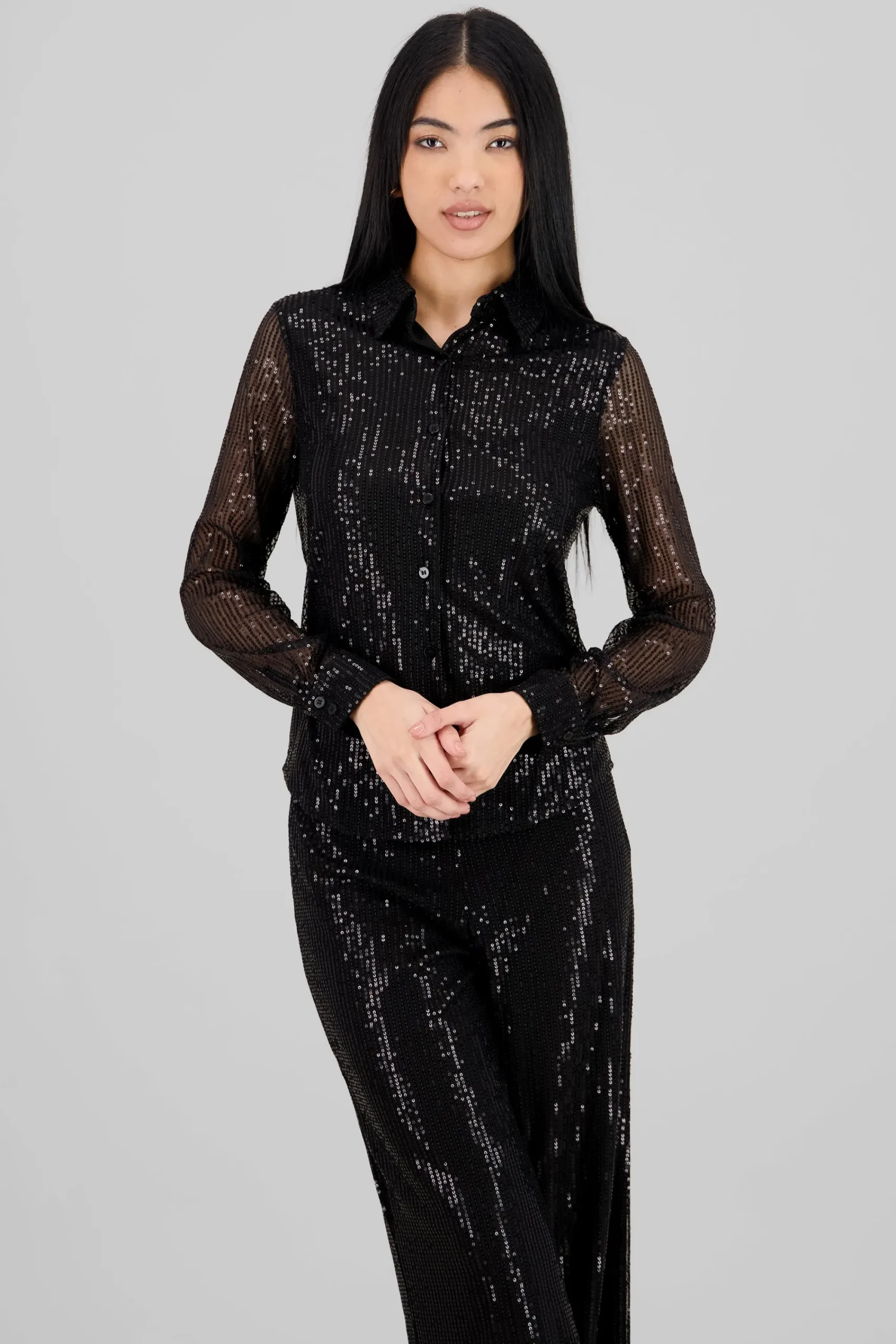 Shasa Long Sleeve Sequin Shirt