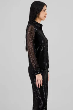 Shasa Long Sleeve Sequin Shirt