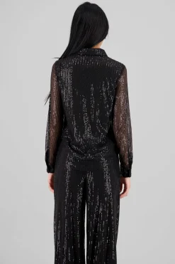 Shasa Long Sleeve Sequin Shirt