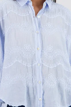 Shasa Long Sleeve Shirt with Embroidered Nec