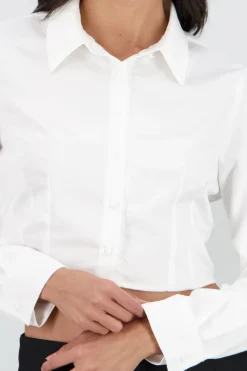 Shasa Long Sleeve Shirt with Pleat Collar Detail