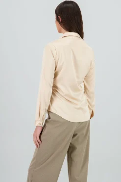 Shasa Long Sleeve Shirt with Satin Collar Detail