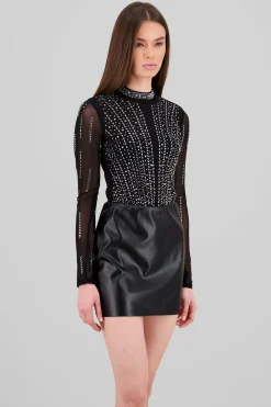 Shasa Long Sleeve Sparkly Bodysuit