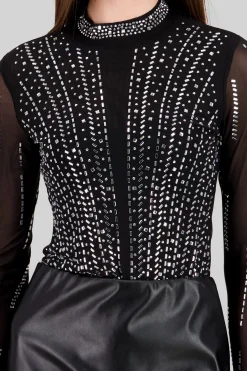 Shasa Long Sleeve Sparkly Bodysuit