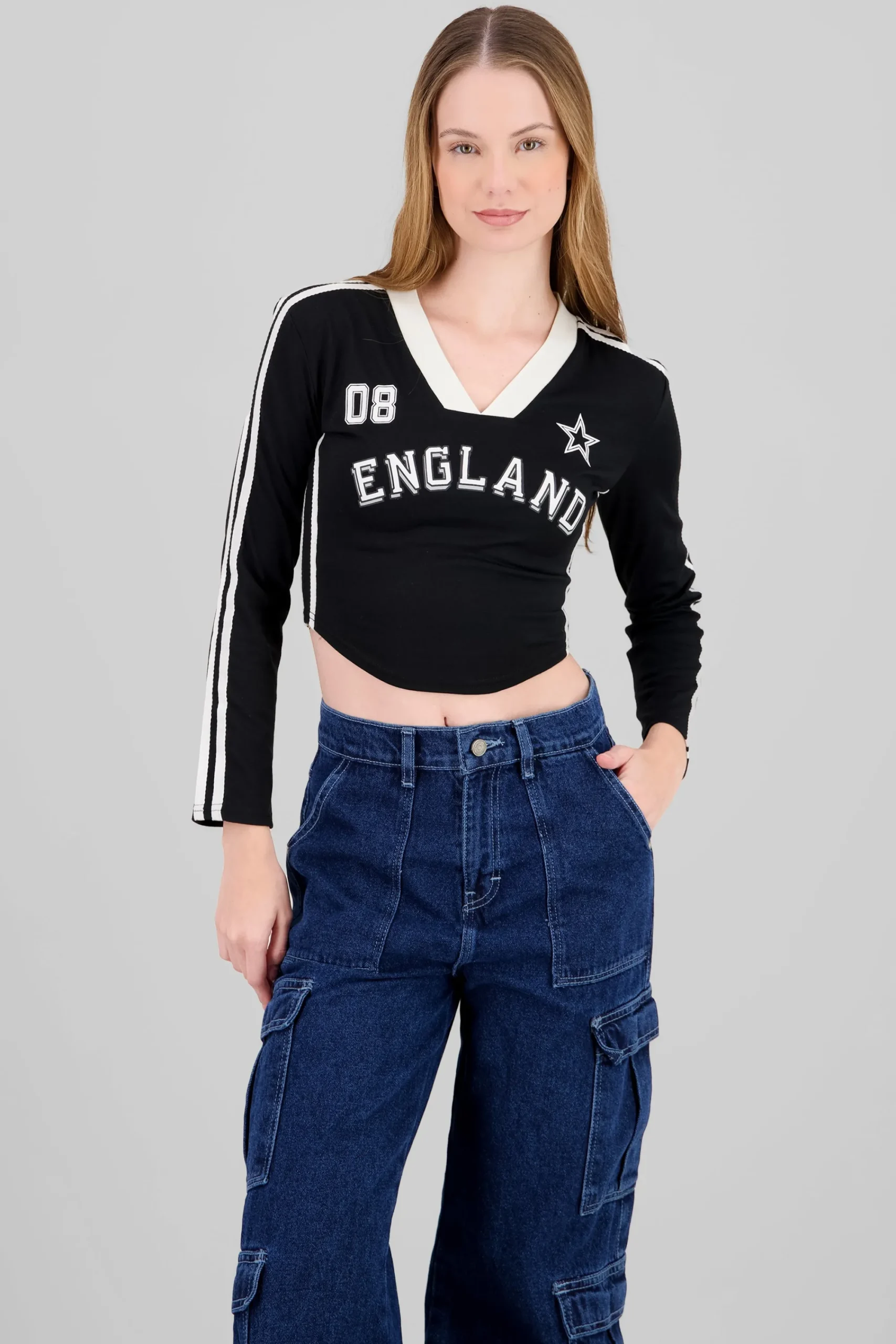 Shasa Long Sleeve Sport Print Top