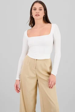 Shasa Long Sleeve Square Neck Blouse