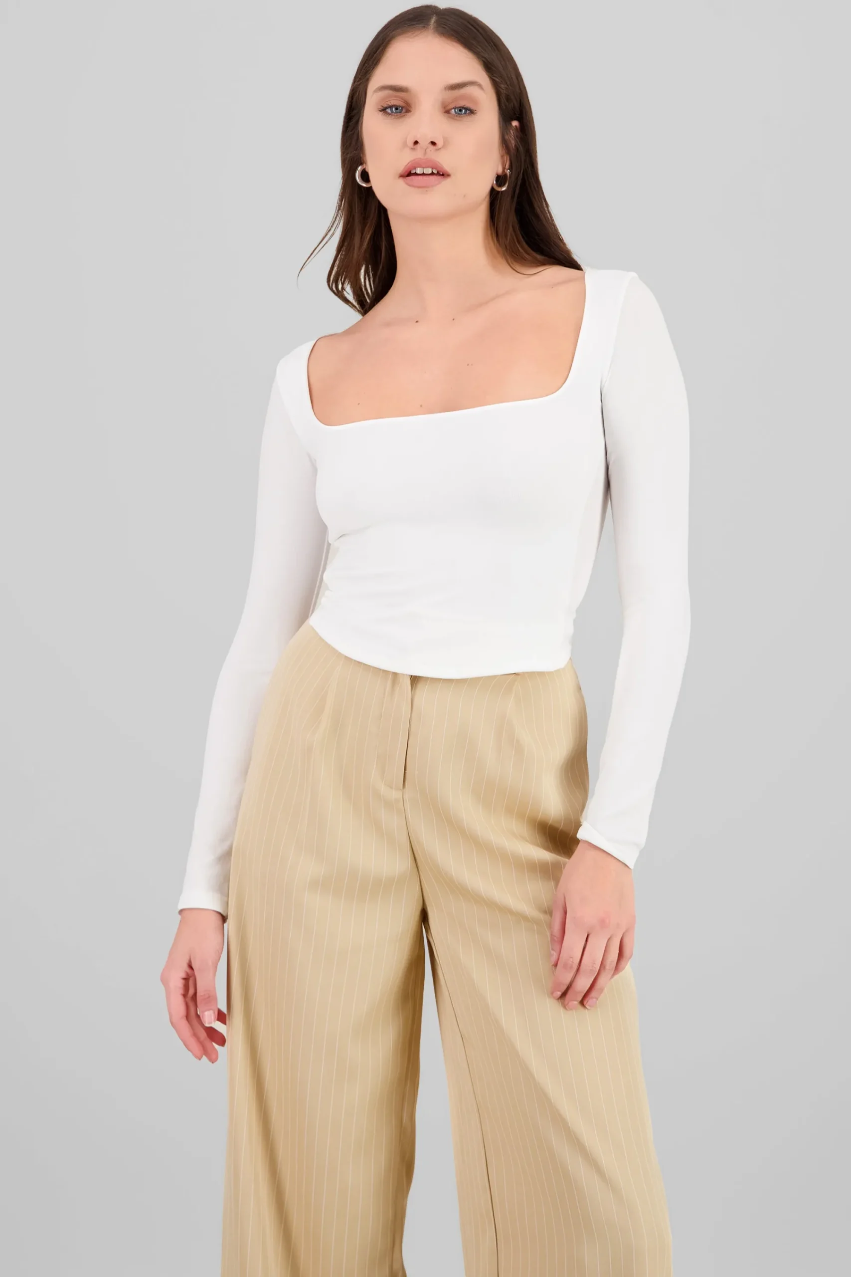 Shasa Long Sleeve Square Neck Blouse