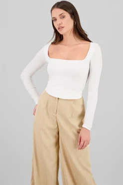 Shasa Long Sleeve Square Neck Blouse