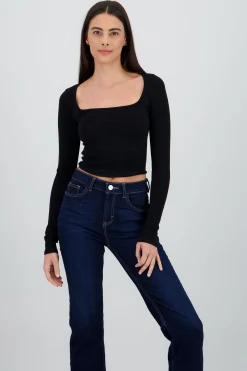 Shasa Long Sleeve Square Neck Top